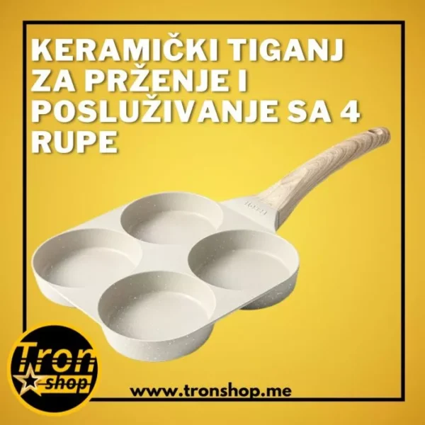 KERAMIČKI TIGANJ ZA PRŽENJE I POSLUŽIVANJE SA 4 RUPE