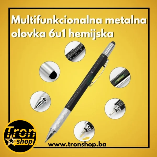 Multifunkcionalna metalna olovka 6u1 hemijska