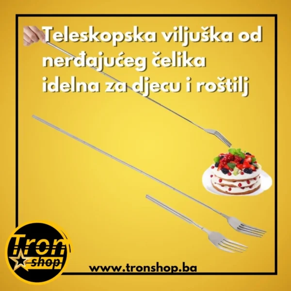 Teleskopska viljuška od nerđajućeg čelika idelna za djecu i roštilj