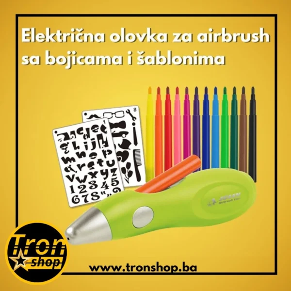 Električna olovka za airbrush sa bojicama i šablonima