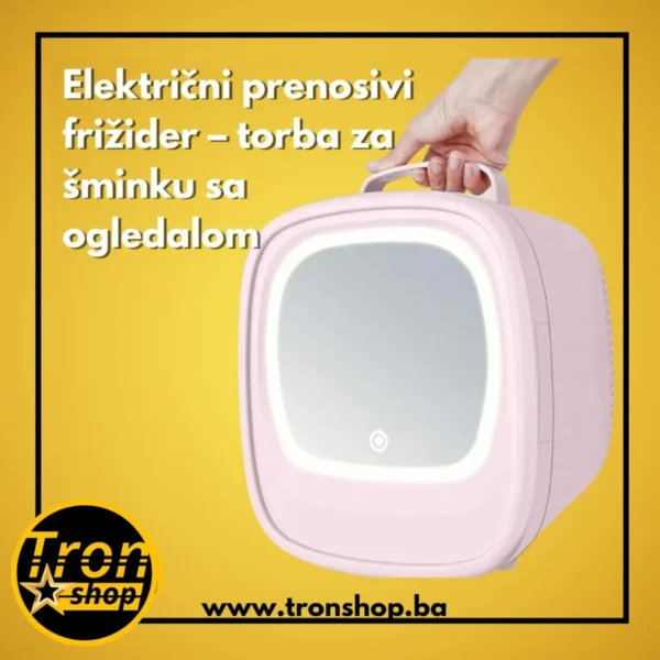 Električni prenosivi frižider – torba za šminku sa ogledalom