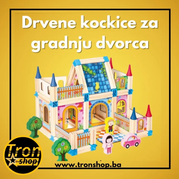 Drvene kockice za gradnju dvorca i kuće