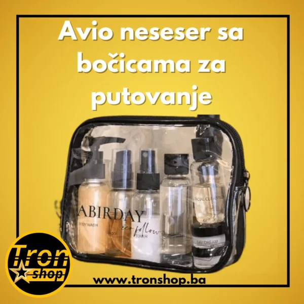 Avio neseser sa bočicama za putovanje