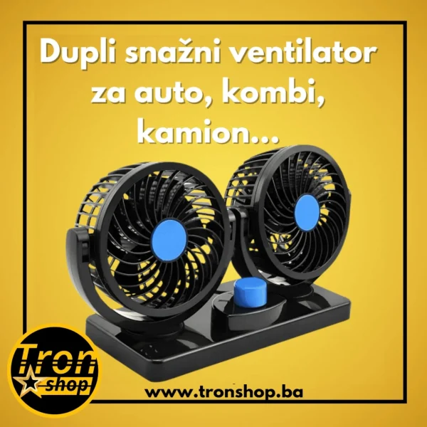 Dupli snažni ventilator za auto, kombi, kamion…