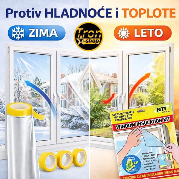 Folija za termo izolaciju prozora – protiv hladnoće, toplote i promaje - Shrink Fit