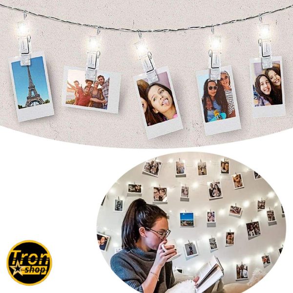 Svetleći držač fotografija sa kopčama - led lanac