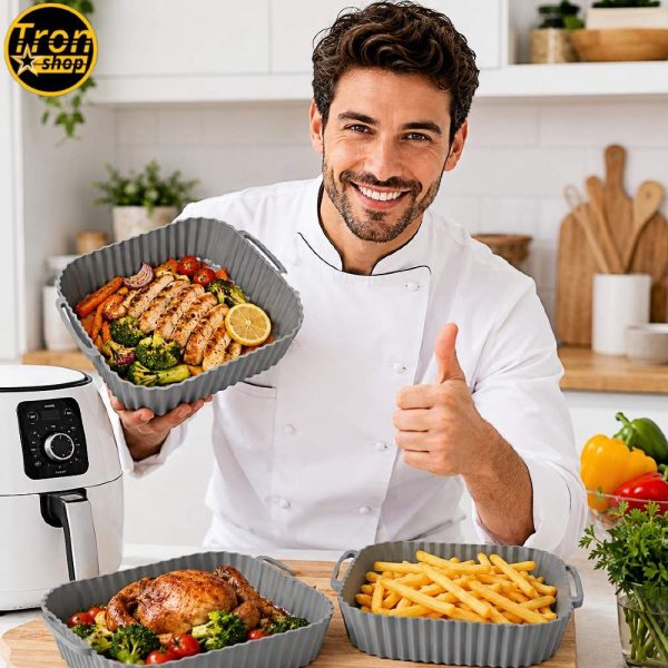 Silikonska četvrtasta tepsija za Air Fryer – za pečenje, prženje i pripremu hrane